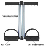 Double spring Tummy Trimmer with arrows pointing to heavy-duty steel springs for maximum core resistance.